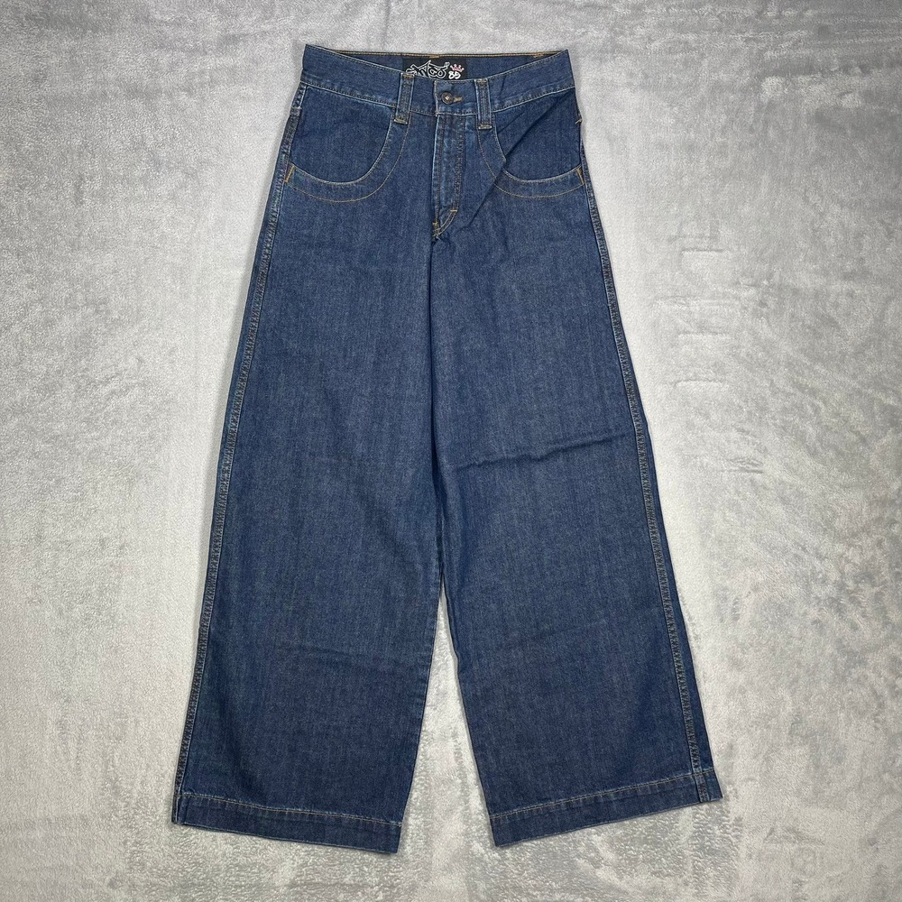 Vintage Y2K JNCO 85 Jeans Mens 30(28) Crown Wide Leg Baggy Skater Denim 25" Hem